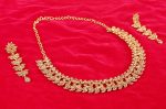 Touchstone Hollywood Glamour crystals rhinestones paisley motif grand jewelry necklace in antique gold or white tone for women - Image 5